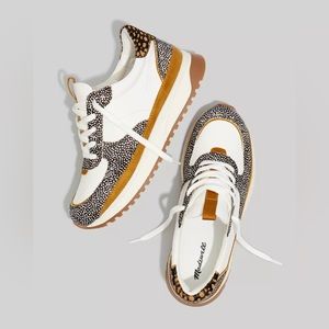 Kickoff Trainer Sneakers in Leather and Spot Mix Calf Hair